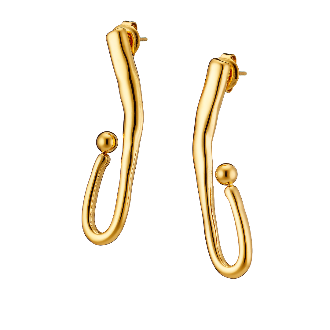 Σκουλαρίκι κρεμαστά επίχρυσα minimal ατσάλι 316L