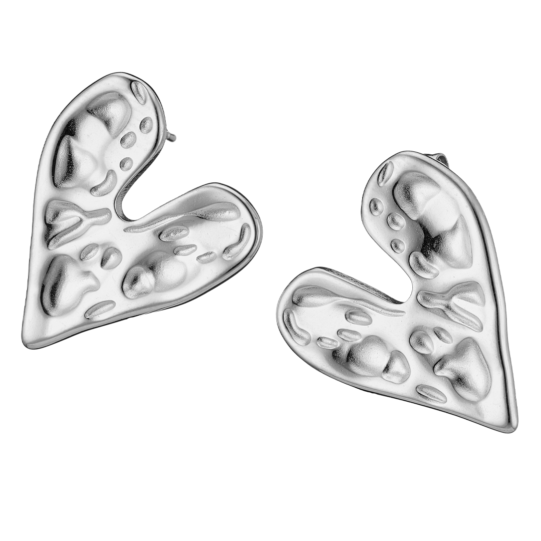 Σκουλαρίκι κρεμαστά ασημί καρδιές ατσάλι 316L