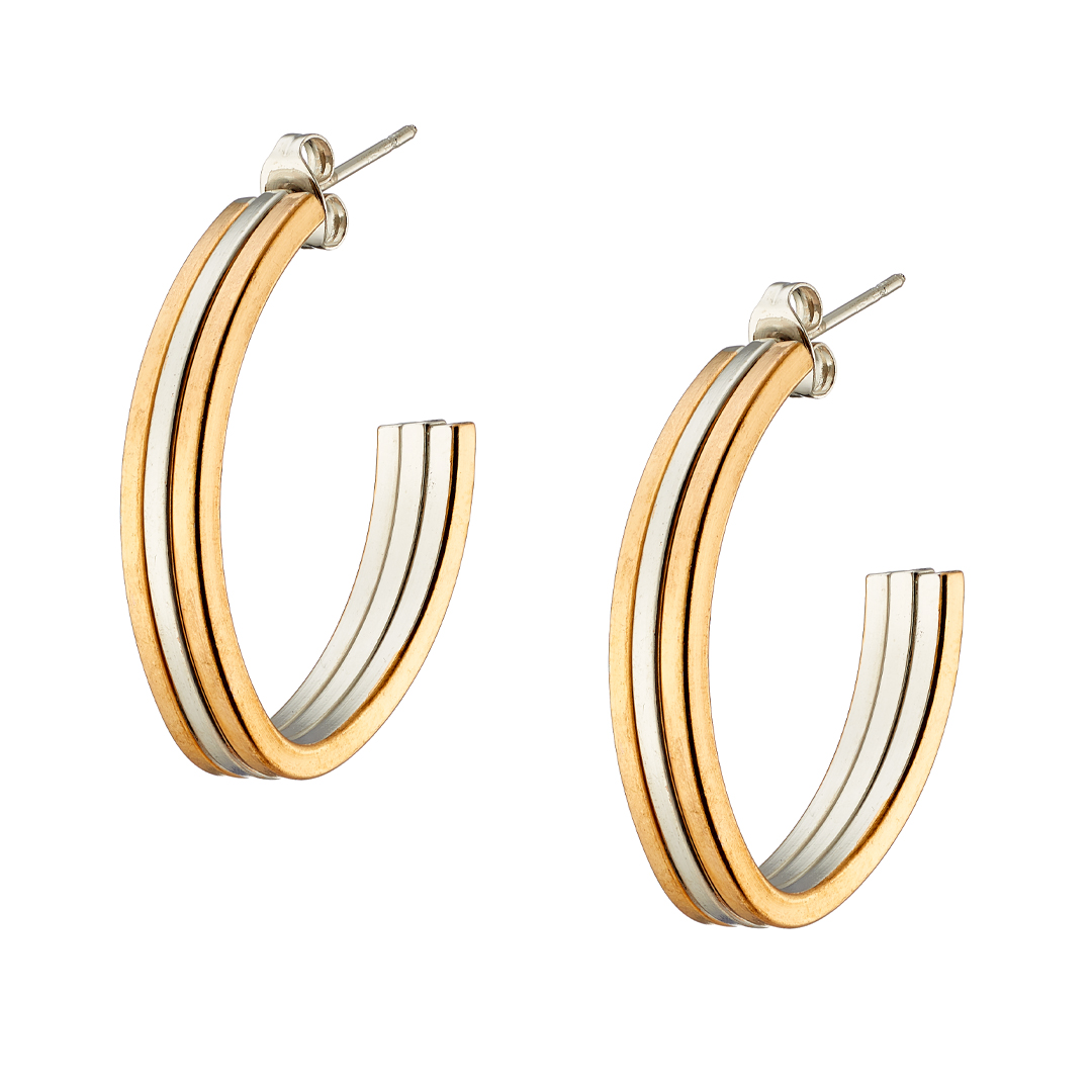 Σκουλαρίκι κρίκος τρίχρωμος ατσάλι 316L