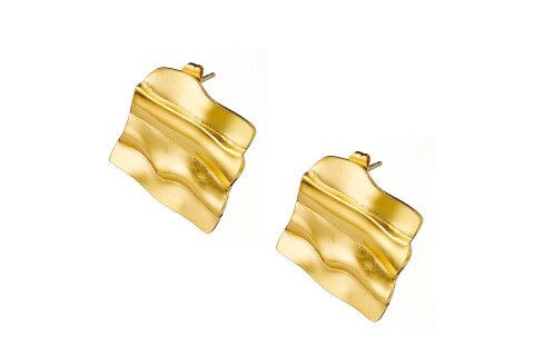 Σκουλαρίκι κρεμαστά επίχρυσα τετράγωνα ατσάλι 316L