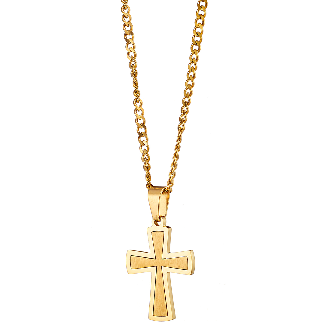 Κολιέ σταυρός, επίχρυσος ατσάλι 316L
