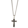 Κολιέ σταυρός αντρικός Εσταυρωμένος, ασημί με μαύρο ατσάλι 316L