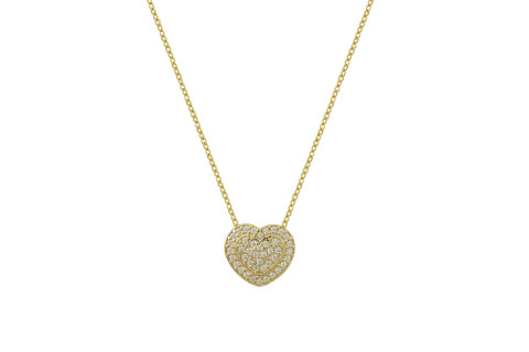 Ασημένιο Επίχρυσο Κολιέ "Sparkling Heart" 925 με Pavé Ζιργκόν